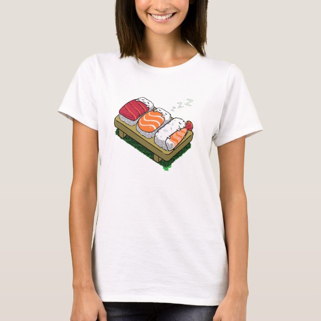 sleepy sushi women cute funny t-shirt (Front)