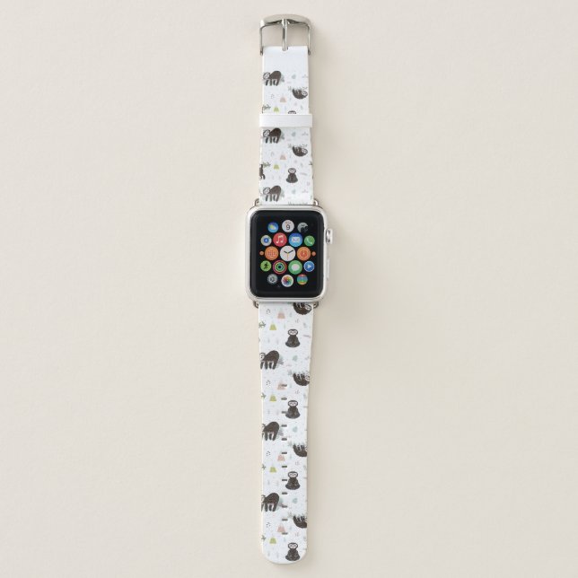 Sleepy Sweet Sloth Pattern Apple Watch Band (Front)