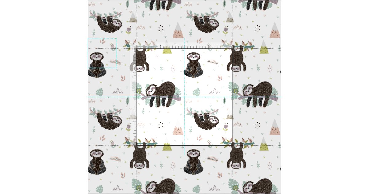 Sleepy Sweet Sloth Pattern Fabric | Zazzle