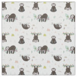 Sleepy Sweet Sloth Pattern Fabric