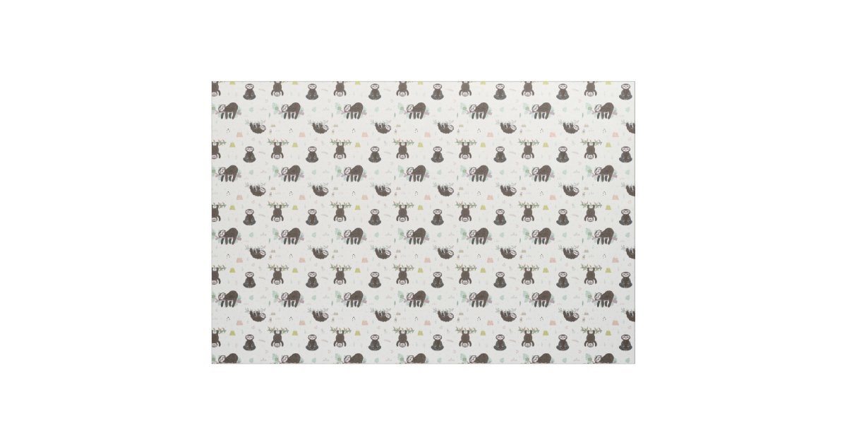 Sleepy Sweet Sloth Pattern Fabric | Zazzle