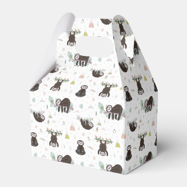 Sleepy Sweet Sloth Pattern Favor Boxes (Front Side)