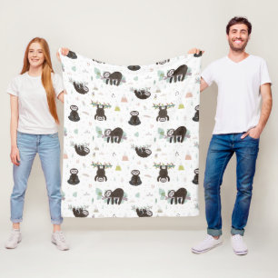 Sleepy Sweet Sloth Pattern Fleece Blanket