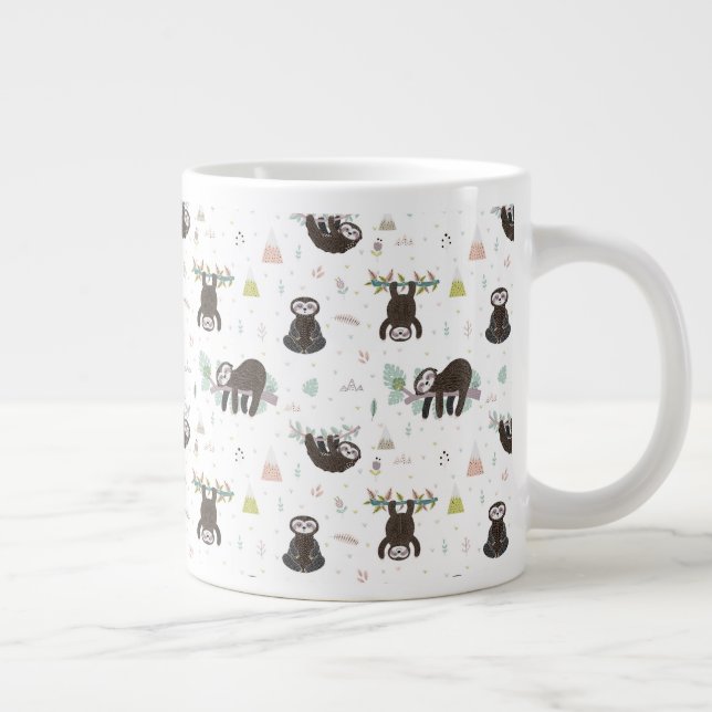 Sleepy Sweet Sloth Pattern Giant Coffee Mug (Right)