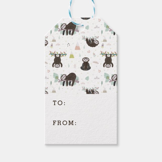 Sleepy Sweet Sloth Pattern Gift Tags (Front)