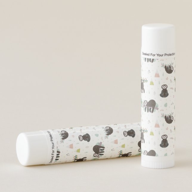 Sleepy Sweet Sloth Pattern Lip Balm (Front)
