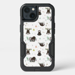 Sleepy Sweet Sloth Pattern iPhone 13 Case