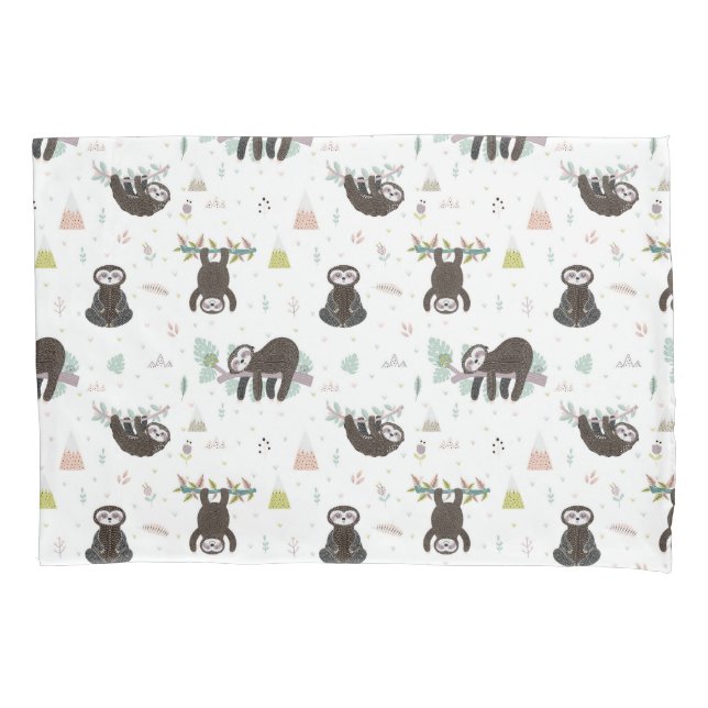 Sleepy Sweet Sloth Pattern Pillow Case (Front-Left)