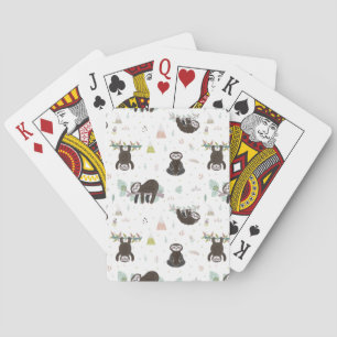 Sleepy Sweet Sloth Pattern Poker Cards