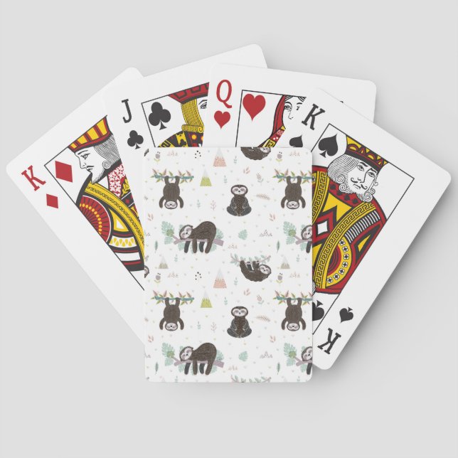 Sleepy Sweet Sloth Pattern Poker Cards (Back)