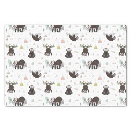 Sleepy Sweet Sloth Pattern Tissue Paper