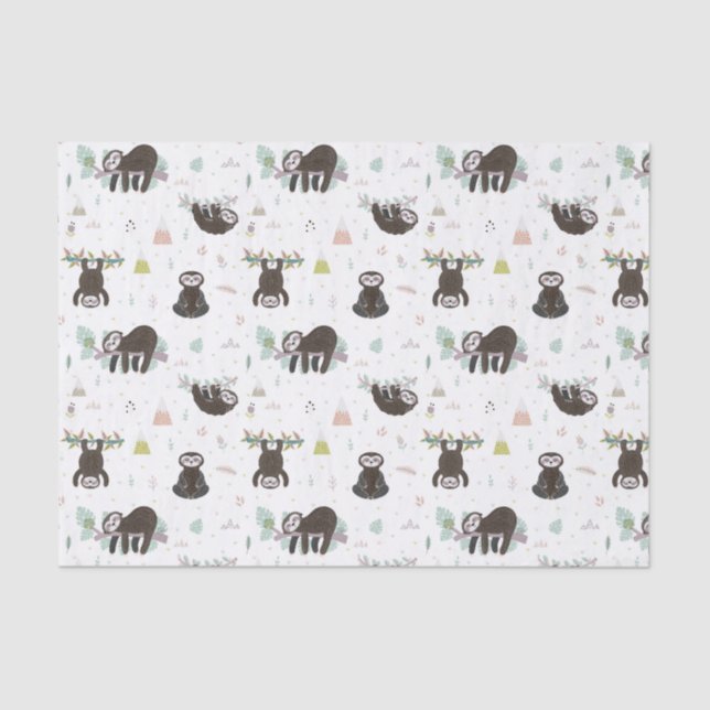 Sleepy Sweet Sloth Pattern Tissue Paper (Front)