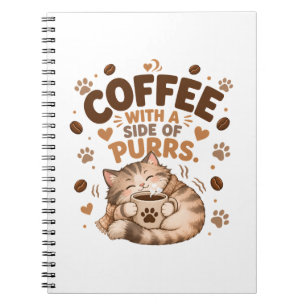 Sleepy Tabby Cat Coffee Lover Spiral Notebook