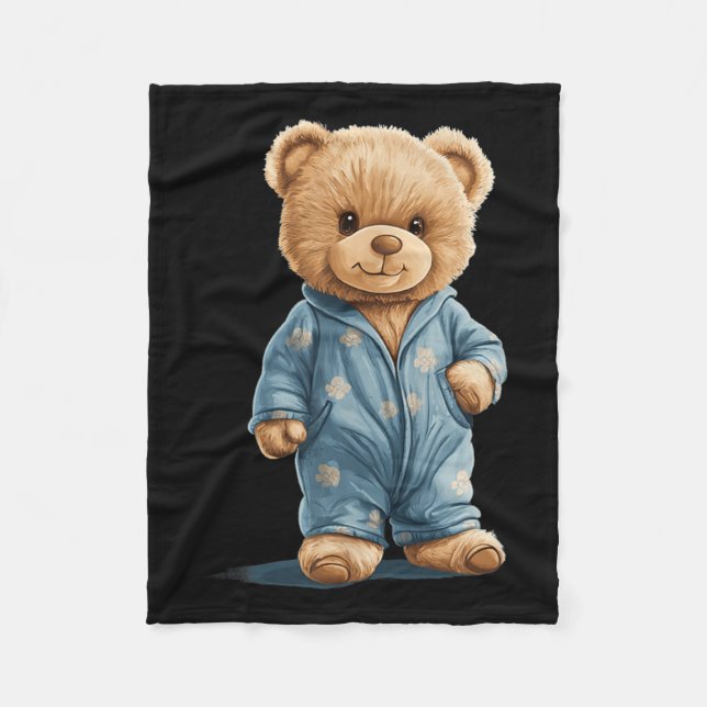 Sleepy Teddy Bear In Comfy Pajamas For Boys And Gi Fleece Blanket (Front)