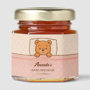 Sleepy Teddy Bear Light Pink Baby Shower Honey Jar Favors
