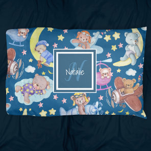 Sleepy Teddy Bears Dreaming of Flying Airplanes Pillow Case