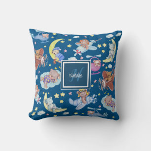 Sleepy Teddy Bears Dreaming of Flying Airplanes Throw Pillow
