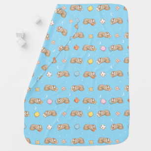 Sleepy Time Sloth Pattern Baby Blanket