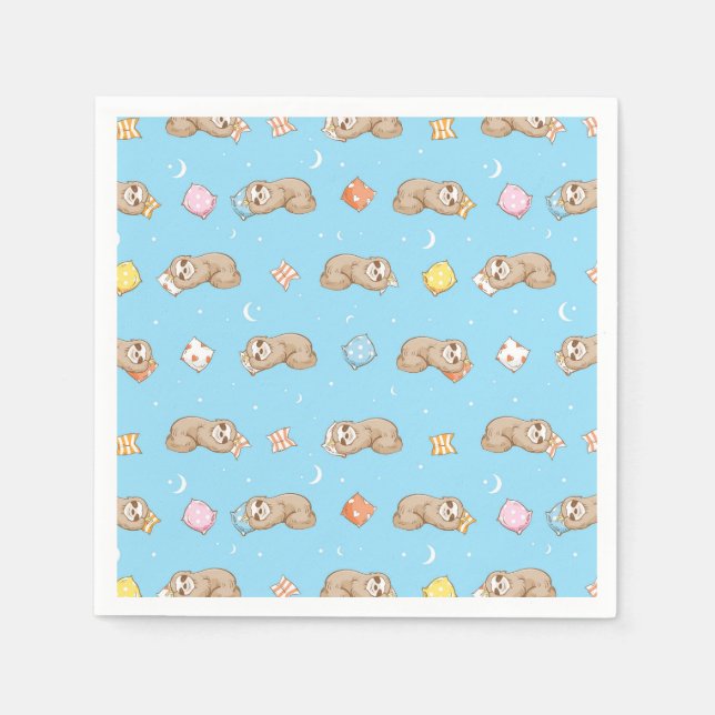 Sleepy Time Sloth Pattern Napkins (Front)