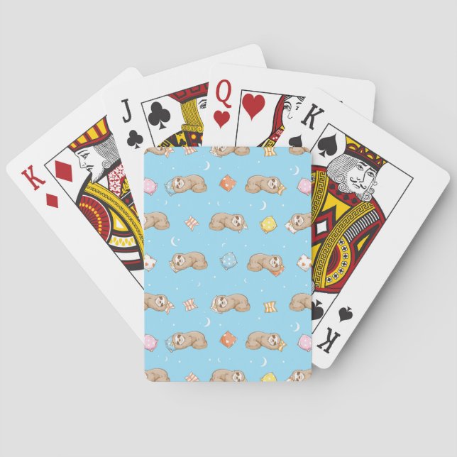 Sleepy Time Sloth Pattern Poker Cards (Back)