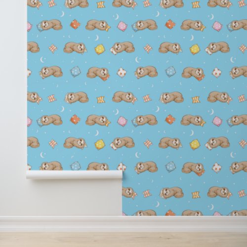 Sleepy Time Sloth Pattern Wallpaper