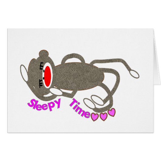 "Sleepy Time" Sock Monkey Sleeping Cards (Front Horizontal)