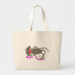 "Sleepy Time" Sock Monkey Sleeping Large Tote Bag