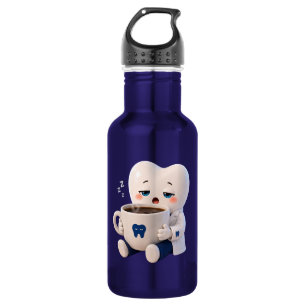 Sleepy Tooth Drinking Coffee Funny Dentist Water B Stainless Steel Water Bottle