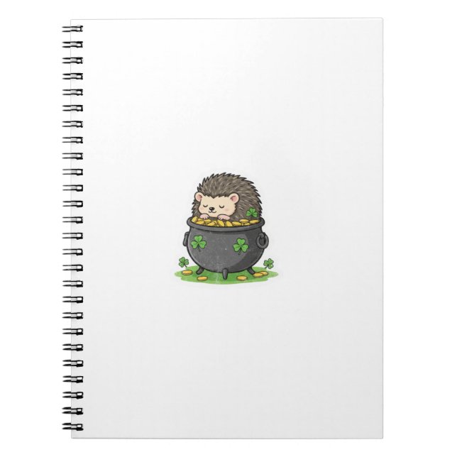 Sleepy Treasure Keeper Hedgehog St.Patrick's Day Notebook (Front)