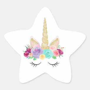 Sleepy Unicorn Birthday Baby Shower Star Stickers