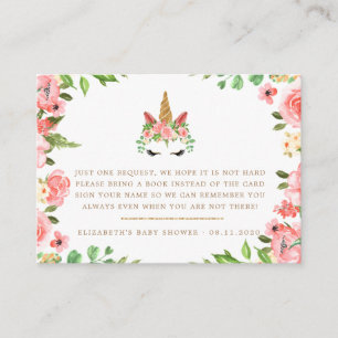 sleepy unicorn blush floral baby shower enclosure card