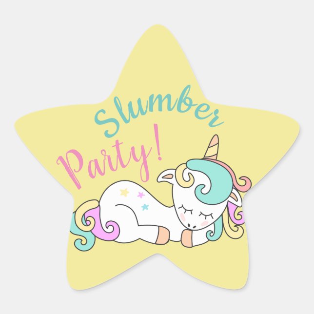 Sleepy Unicorn Slumber Party Stickers Personalized (Front)
