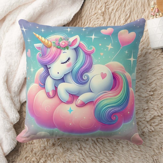 Sleepy Unicorne Valentine's Day Gift Throw Pillow (Blanket)
