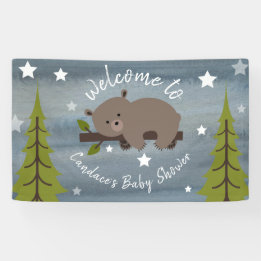 Sleepy Watercolor Bear Baby Shower Banner