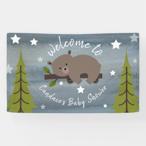 Sleepy Watercolor Bear Baby Shower Banner