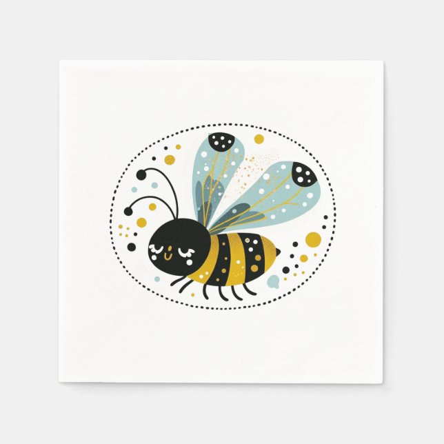 Sleepy Whimsical Bee  Napkins (Front)