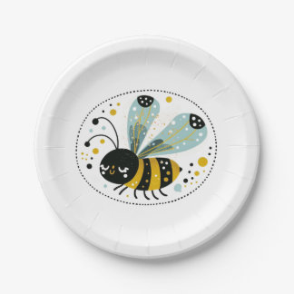 Sleepy Whimsical Bee  Paper Plates