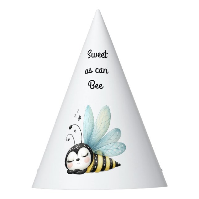 Sleepy Whimsical Bee  Party Hat (Front)