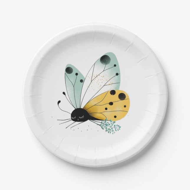 Sleepy Whimsical Butterfly Paper Plates (Front)