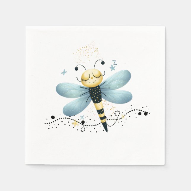 Sleepy Whimsical Dragonfly  Napkins (Front)