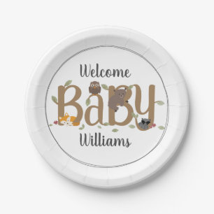 Sleepy Woodland Baby Shower Paper Plates