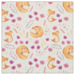 Sleepy Woodland Red Fox Pattern Fabric