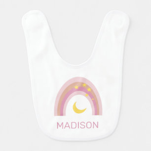Sleepytime Rainbow - Cute Boho Pink custom  Baby Bib