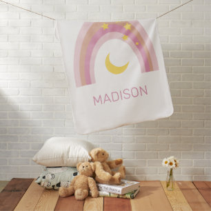'Sleepytime Rainbow', Girls Cute Boho Pink custom Baby Blanket