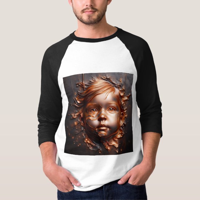 Sleeve Raglan Tee With An Art Expression -3 (Front)