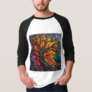 Sleeve Raglan Tee With An Art Expression -4