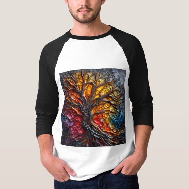 Sleeve Raglan Tee With An Art Expression -4 (Front)