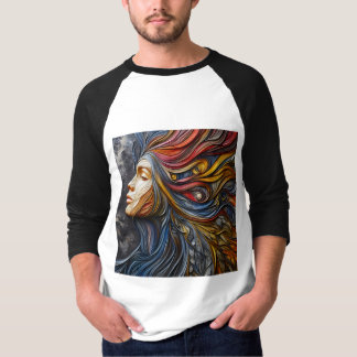 Sleeve Raglan Tee With An Art Expression -5