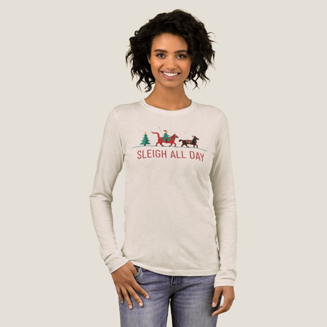 Sleigh All Day Christmas Tri-Blend Shirt (Full Front)