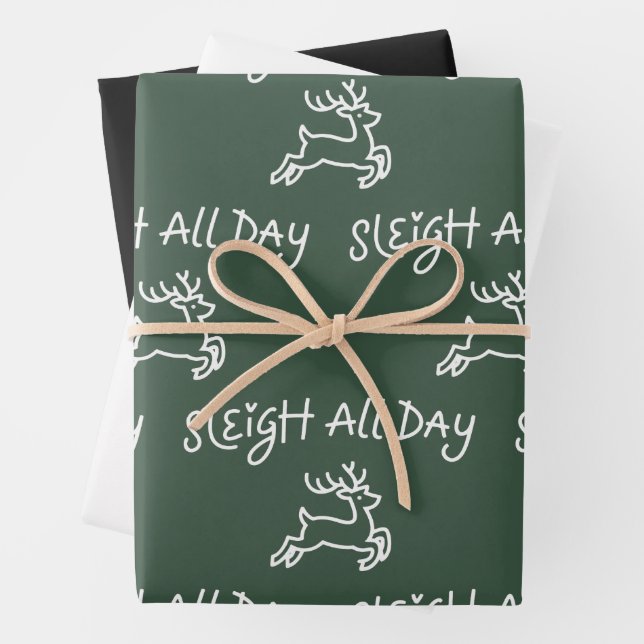Sleigh All Day Funny Christmas Holiday Party  Wrapping Paper Sheets (In situ)